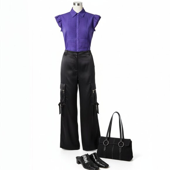 OUTFIT BUNDLE N2 – Purple top, pants & Handbag | Closet Mix & Match Pieces - Picture 1 of 4